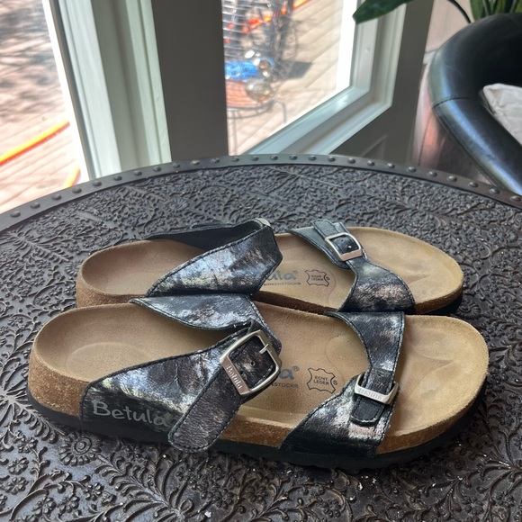 BIRKENSTOCK BETULA SYDNEY STARDUST BLACK SANDALS 40 9